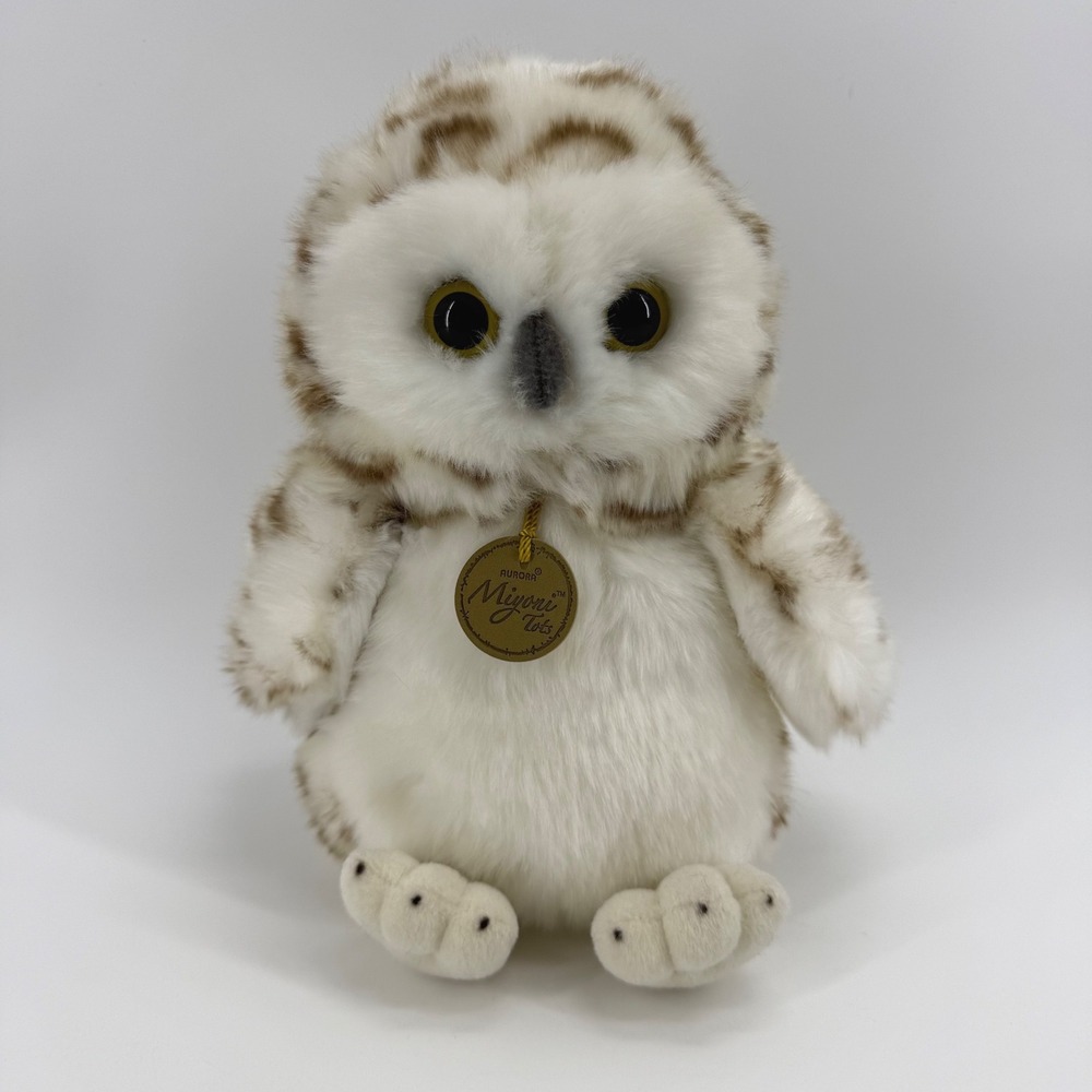 Aurora Miyoni Tots Snowy Owlet White Brown Speckled Plush Bird 26382